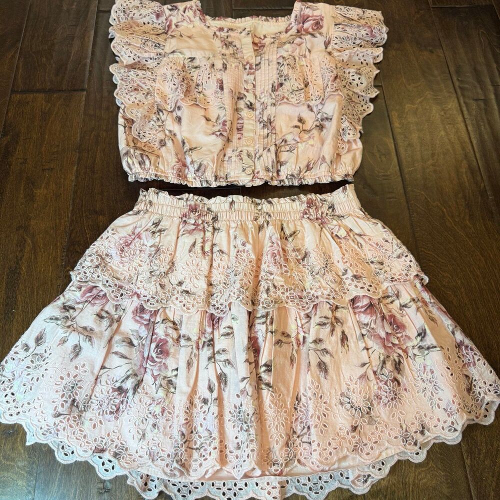 Gap X Loveshackfancy Flutter Top and Ruffle Skirt Matching Set Girls size XXL